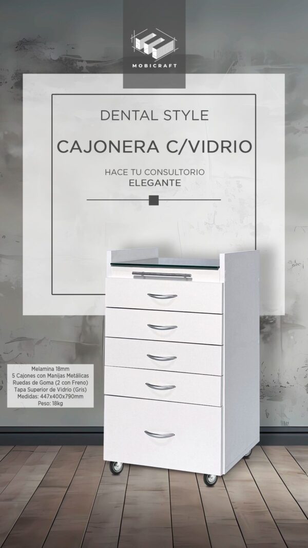 MUEBLE RODANTE  CAJONERA C/ VIDRIO