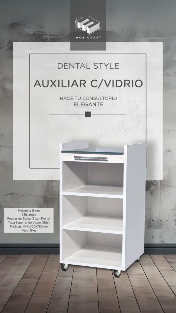 MUEBLE RODANTE  AUXILIAR C/ VIDRIO
