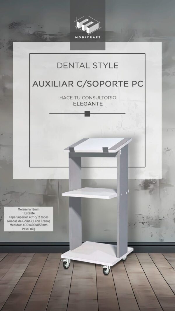 MUEBLE RODANTE AUXILIAR C/ SOPORTE DE PC
