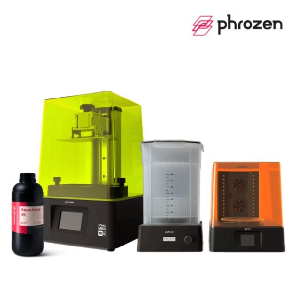 COMBO IMBATIBLE PHROZEN PARA IMPRESION 3D - Impresora 3D Sonic Mini 8K S + Kit Wash & Cure + Resina 3D Aqua-Ivory 4K